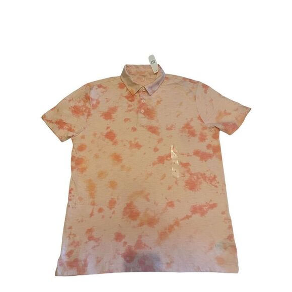 NWT Gap men’s Lived In Fading Peach Short Sleeve Cotton Shirt Size L - Picture 2 of 6